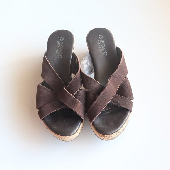Cordani Brown Suede Slip On Cork Platform Mules / Clogs Heels / Sandals / Shoes - Picture 11 of 16